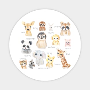 cute nursery animals watercolor Magnet